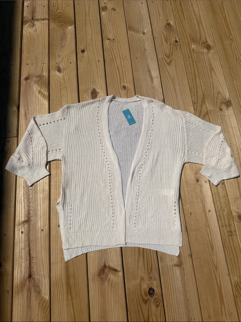 NWT Cupshe Ivory Open Knit Cardigan Sweater      With Balloon Sleeves Size XS